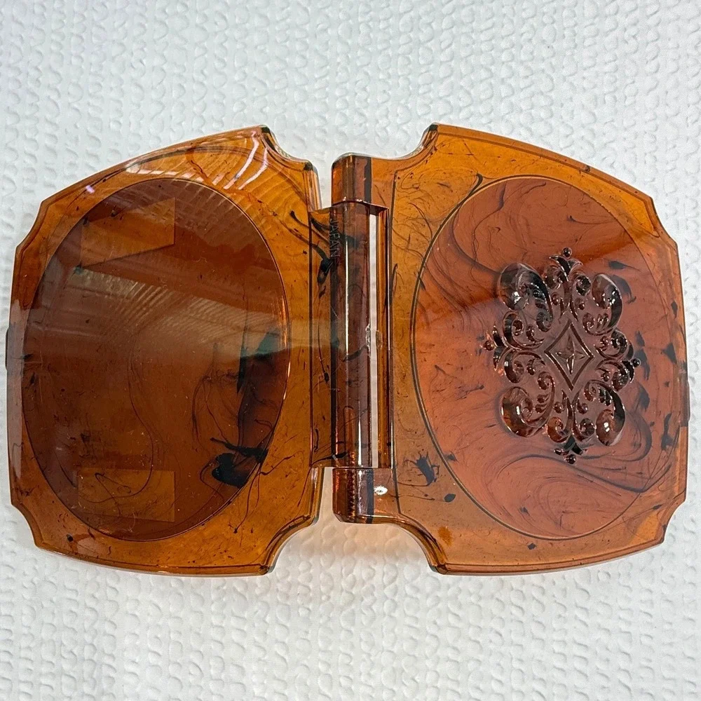 Vintage Faux Tortoise Shell Compact Mirror Vanity Travel Brown Dual Side Mirror